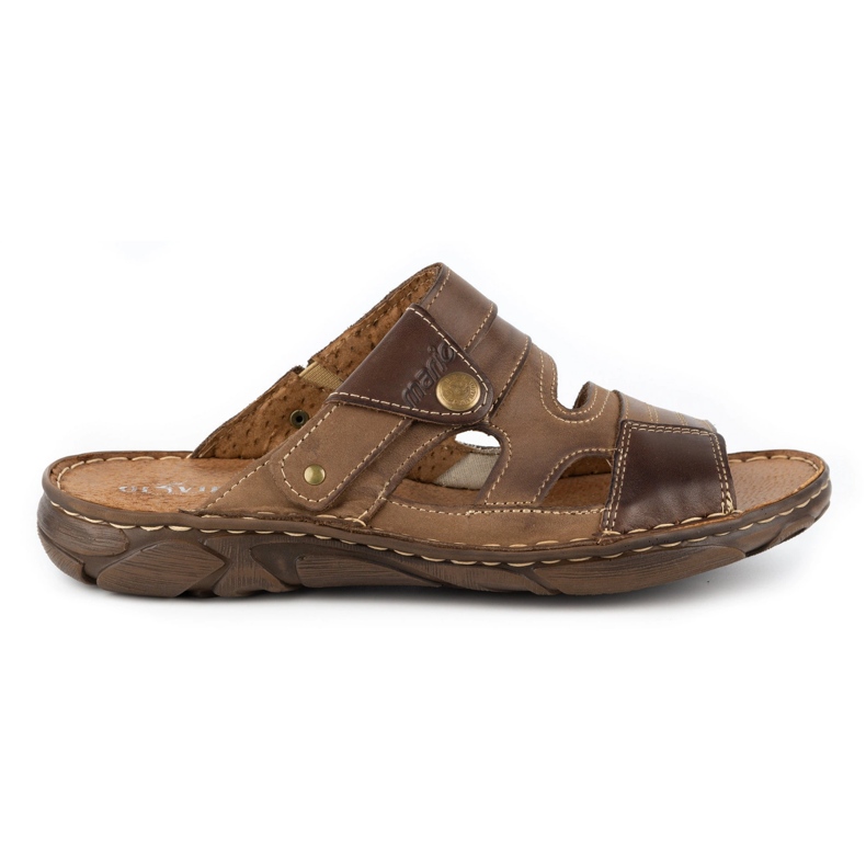 Olivier 460MP braune Herrenlederpantoffeln beige