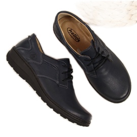 Bequeme Damenschuhe aus Leder, marineblau Helios 715