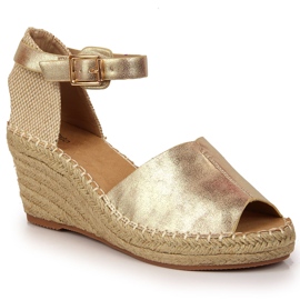 Damensandalen Espadrilles auf goldenen Keilen eVento