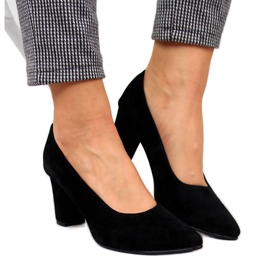 Pumps auf der Post schwarz Monique Wildleder