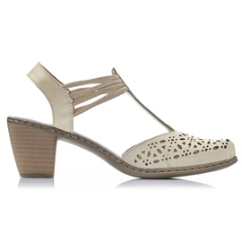 Damensandalen aus Leder, beige Rieker 40969-80