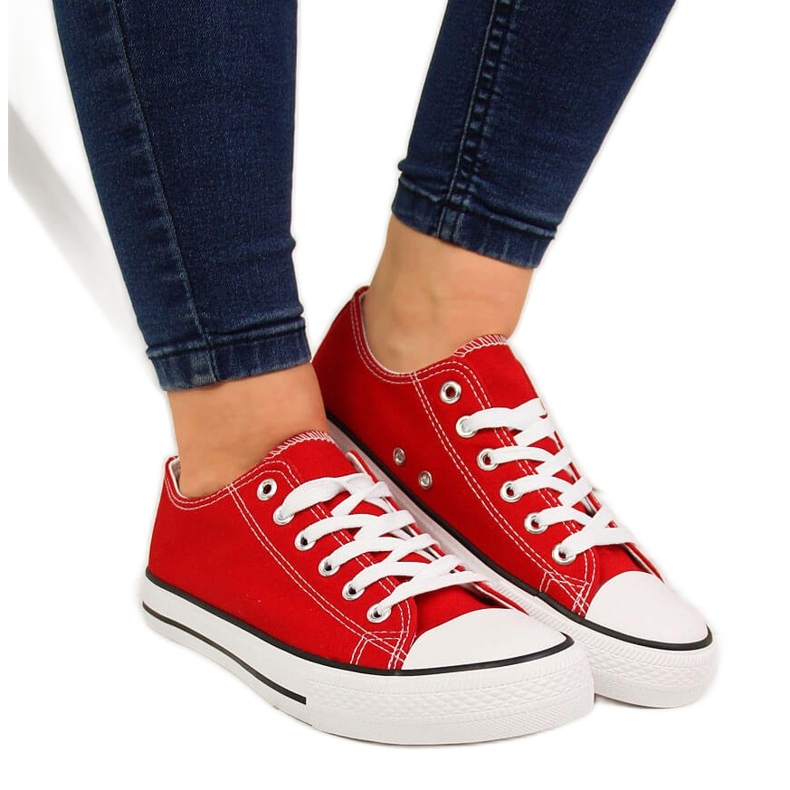 Rote Low-Cut-Sneaker von Atletico aus Textil