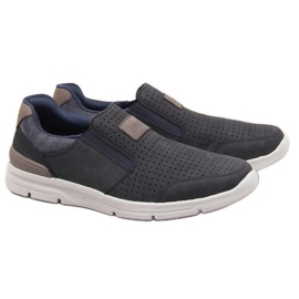 Herrenschuhe aus durchbrochenem Leder, marineblau Rieker 16455