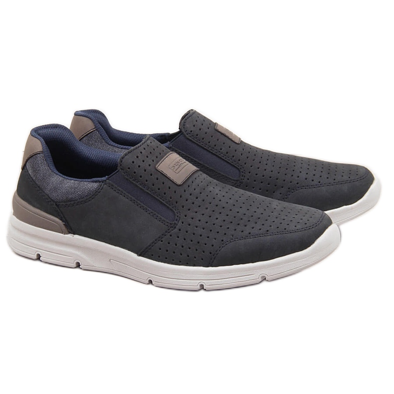 Herrenschuhe aus durchbrochenem Leder, marineblau Rieker 16455