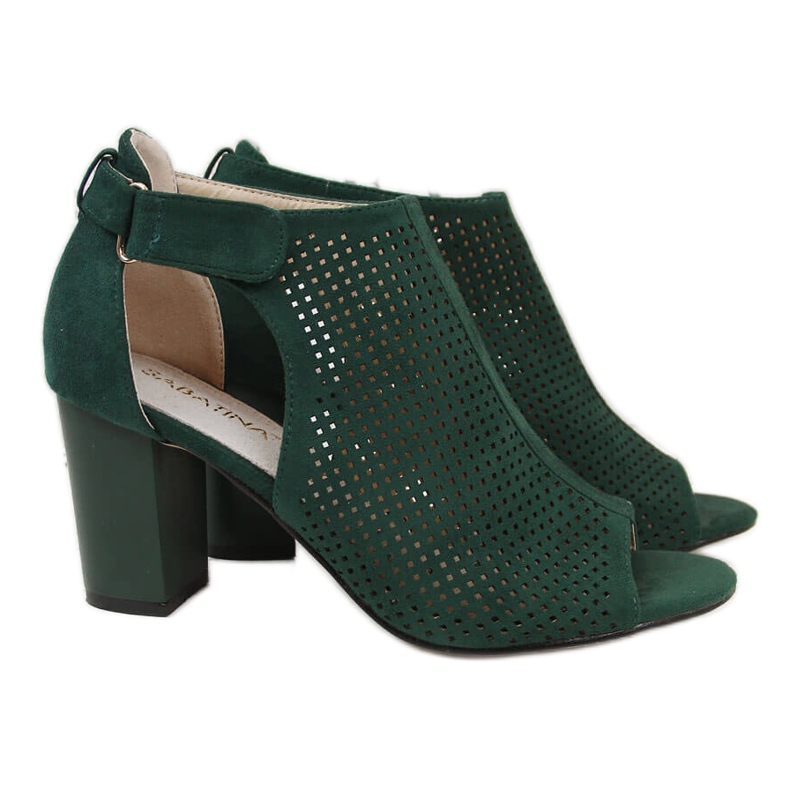 Grüne Sabatina Damensandalen mit Klettverschluss