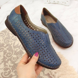 Durchbrochener Leder Damenschuh blau Rieker 48457