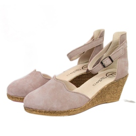 Damensandalen aus Leder mit Keilabsatz, Dirty Pink Filippo rosa