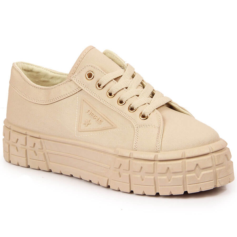 Beige Turnschuhe für Damen auf einer Plattform NEWS