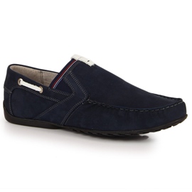 Marineblaue Herren-Lederslipper Łukbut 1800 navy blau