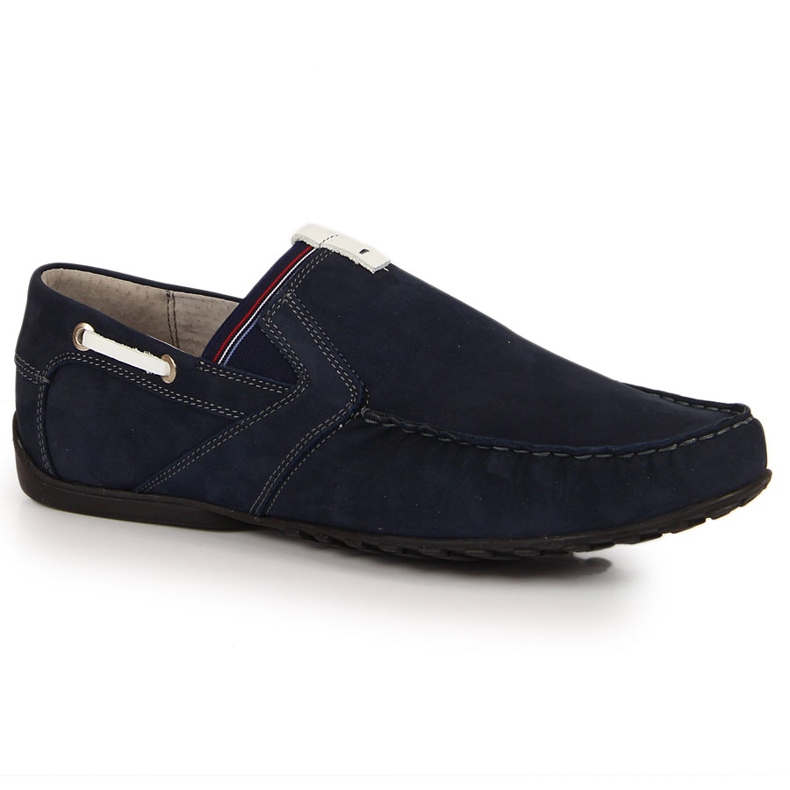 Marineblaue Herren-Lederslipper Łukbut 1800 navy blau