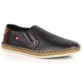 Durchbrochene marineblaue Herrenschuhe Rieker B5297-14