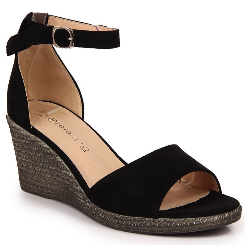 Schwarze Keilsandalen für Damen Potocki