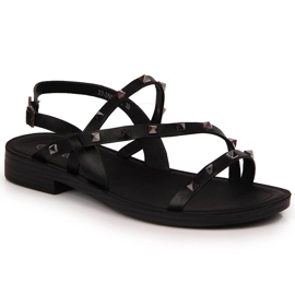 Schwarze Damensandalen mit Nieten Potocki