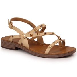 Potocki beige Römersandalen für Damen mit Nieten