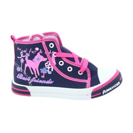 American Club Amerikanische TEN13 marineblaue Sneaker mit Reißverschluss rosa