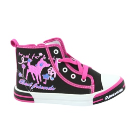 American Club Schwarze Turnschuhe Kinderschuhe mit Reißverschluss American TEN13 blau rosa