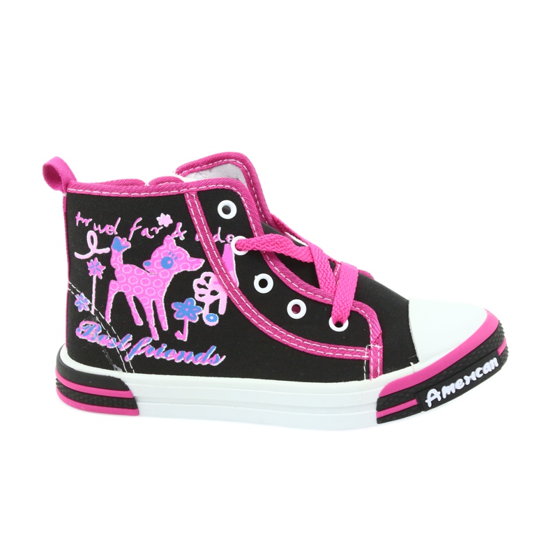 American Club Schwarze Turnschuhe Kinderschuhe mit Reißverschluss American TEN13 blau rosa