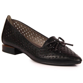 Durchbrochene, spitze, schwarze Jezzi-Schuhe für Damen