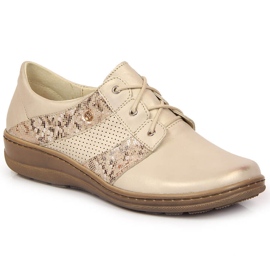 Bequeme goldene Lederschuhe für Damen Helios 399