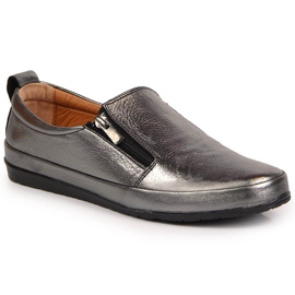 T.Sokolski Damenlederschuhe mit Reißverschluss, Silber T. Sokolski