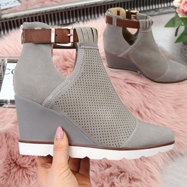 Graue, durchbrochene Turnschuhe mit Keilabsatz von Filippo