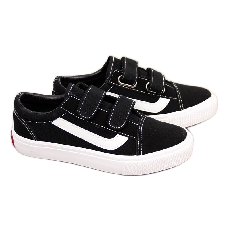 Schwarze Atletico Kinderturnschuhe mit schwarzem Klettverschluss