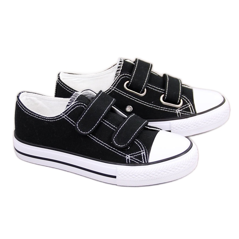 Schwarze Atletico Kinderturnschuhe mit schwarzem Klettverschluss