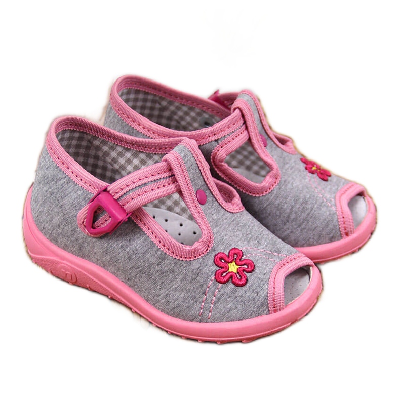 Hausschuhe für Mädchen, Sandalen, nach Hause grau Nazo rosa