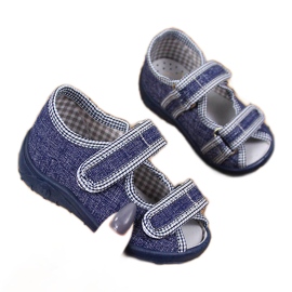 Hausschuhe Jungen Sandalen nach Hause marine-grau Nazo blau