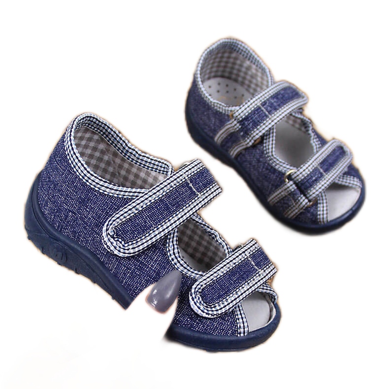 Hausschuhe Jungen Sandalen nach Hause marine-grau Nazo blau