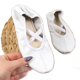 Ballettschuhe aus Leder mit elastischen Bändern, weiß Nazo