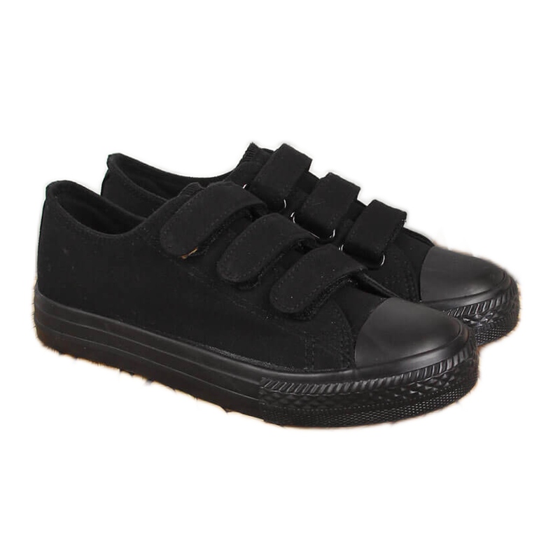 Schwarze Kinder-Low-Top-Sneaker von Atletico mit Klettverschluss