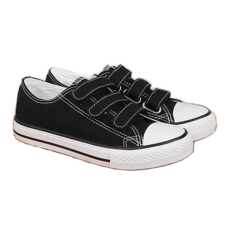 Schwarze Kinder-Low-Top-Sneaker von Atletico mit Klettverschluss
