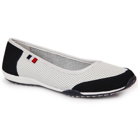 Durchbrochene Damen-Ballerinas von Filippo in Weiß und Marineblau