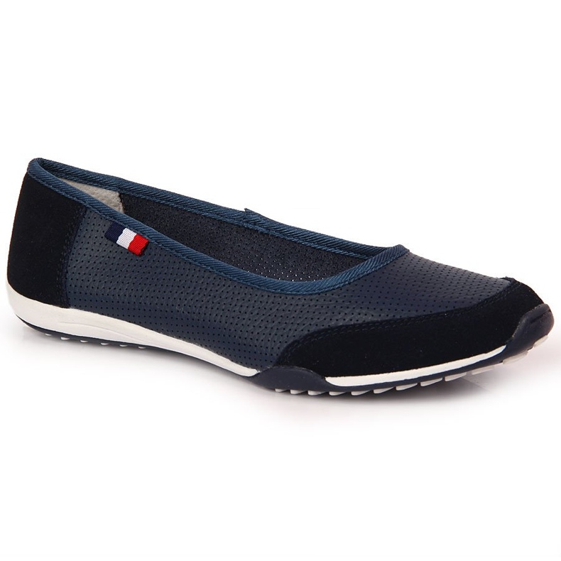 Damen-Ballerinas aus marineblauem Leder Filippo