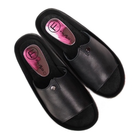 Schwarze Damenlederpantoffeln Filippo Plateau