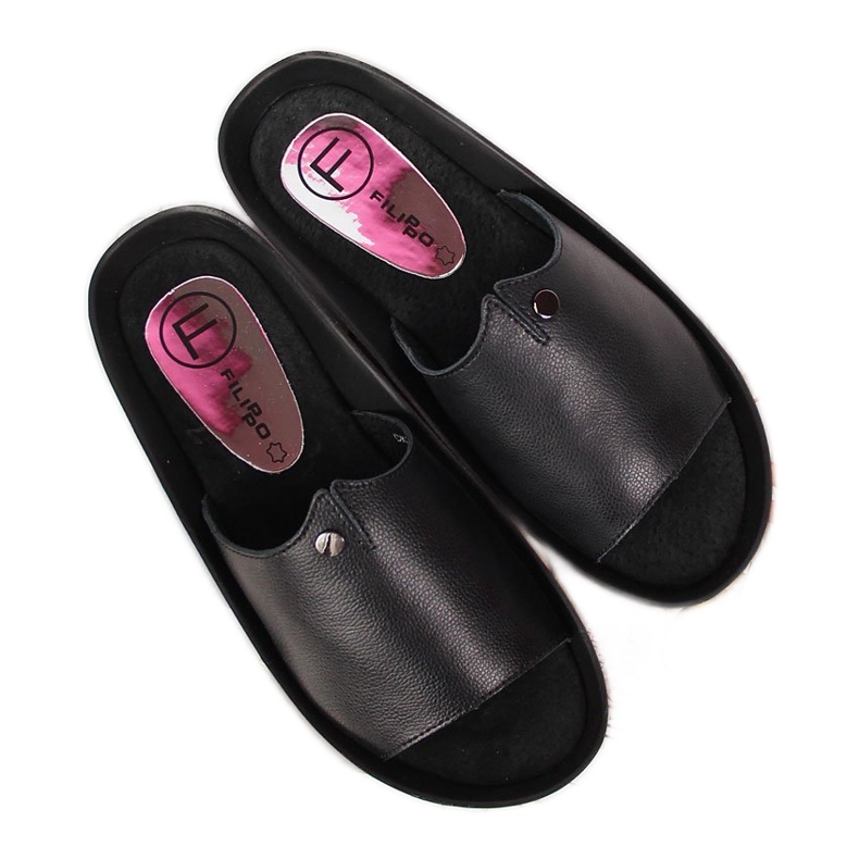 Schwarze Damenlederpantoffeln Filippo Plateau