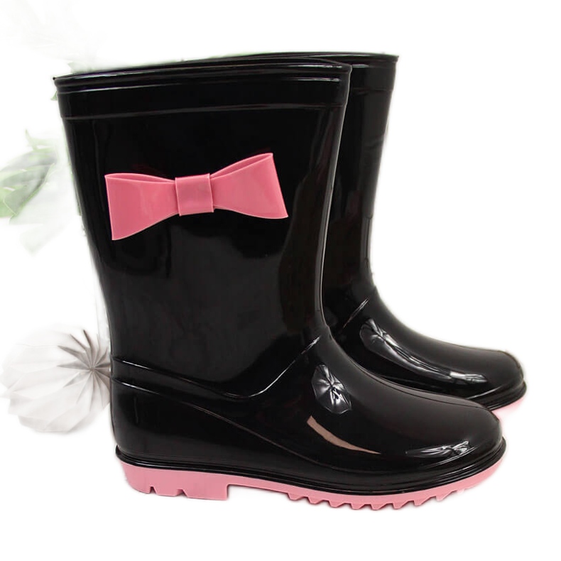 Schwarze American Club Mädchengaloschen mit Schleife