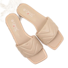 S.Barski Beige gesteppte Damenhausschuhe S. Barski