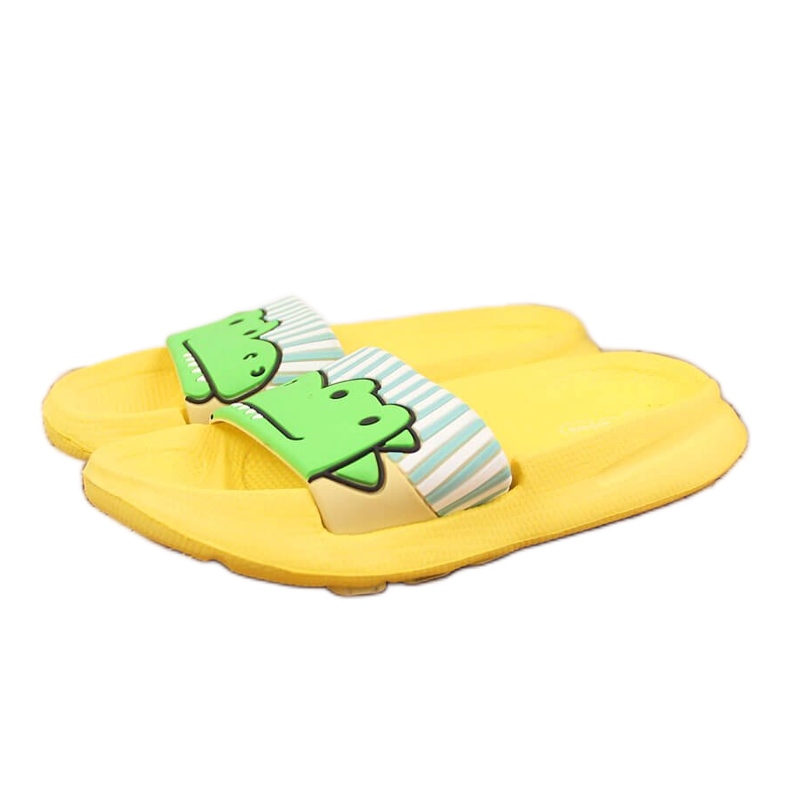 Gelbe Kinderschuhe aus Befado-Schaumstoff mit Alligator