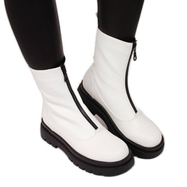 Weiße eVento Worker Damen mit Reißverschluss vorne