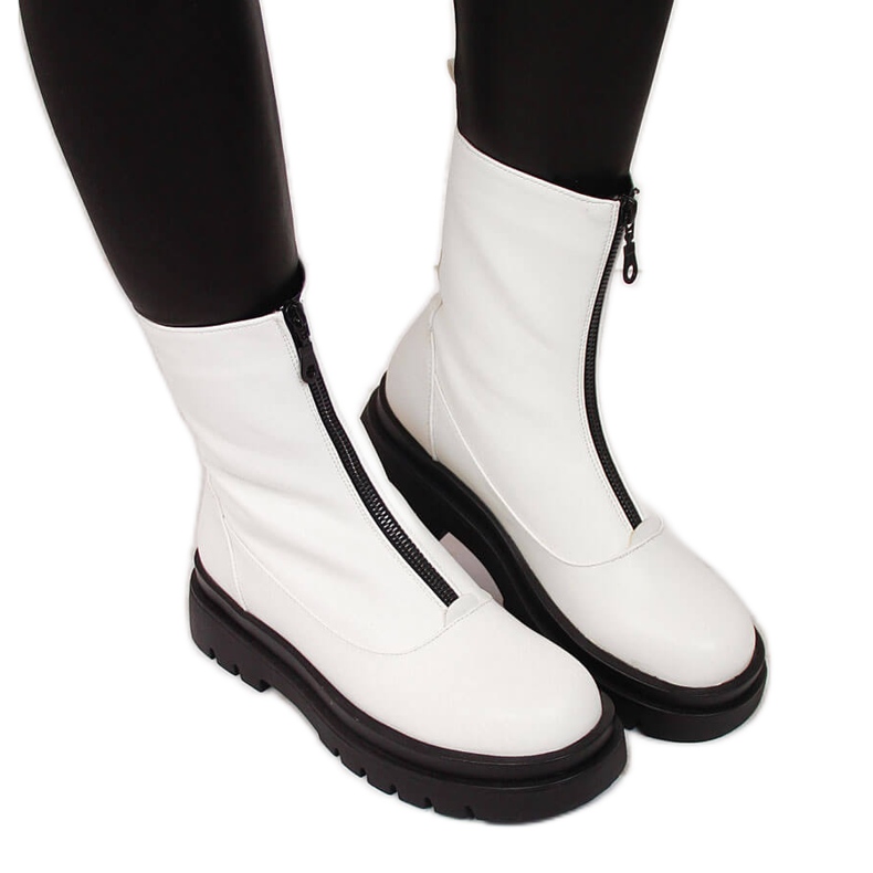 Weiße eVento Worker Damen mit Reißverschluss vorne