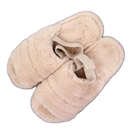 Beige Pelzhausschuhe für Damen Seastar
