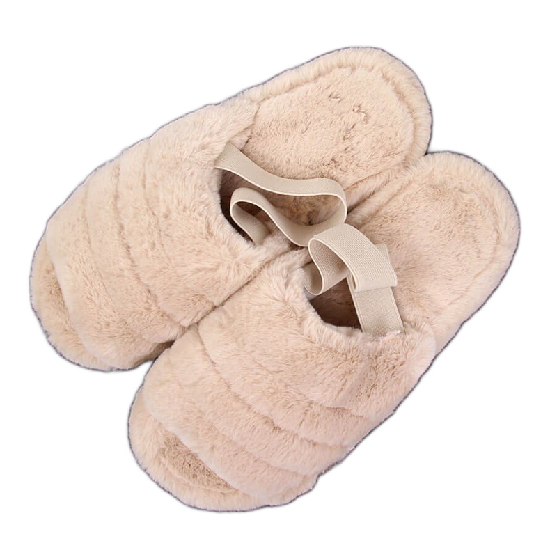 Beige Pelzhausschuhe für Damen Seastar