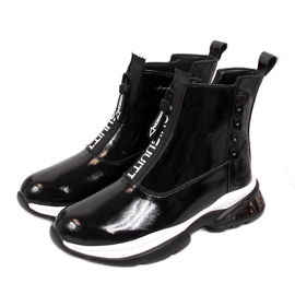 Damen-Sneaker aus schwarzem Lackleder T.Sokolski