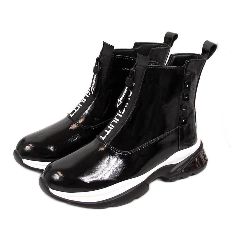 Damen-Sneaker aus schwarzem Lackleder T.Sokolski