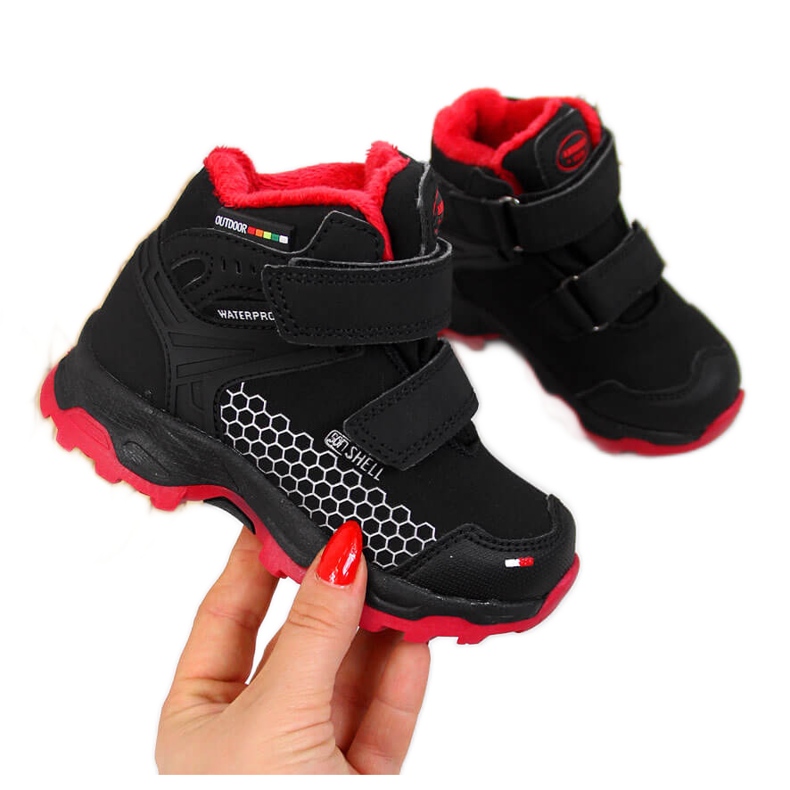 Schwarze, wasserdichte Schneestiefel für Jungen mit Klettverschluss von American Club