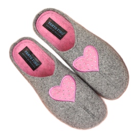 Damenhausschuhe mit grauem Filz von Panto Fino