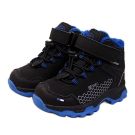 American Club schwarze wasserdichte Trekking-Schneestiefel blau