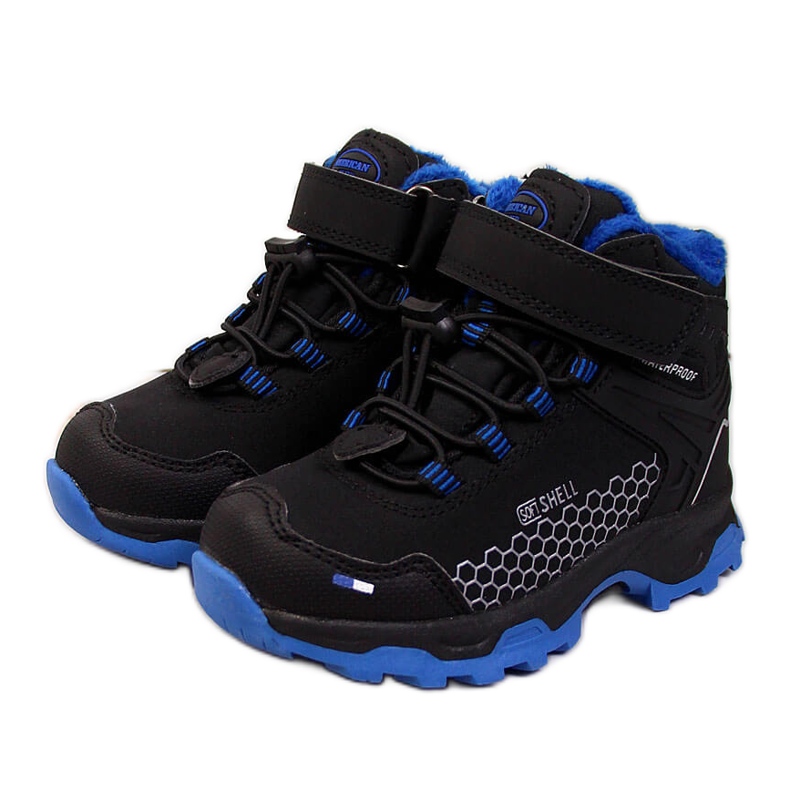 American Club schwarze wasserdichte Trekking-Schneestiefel blau